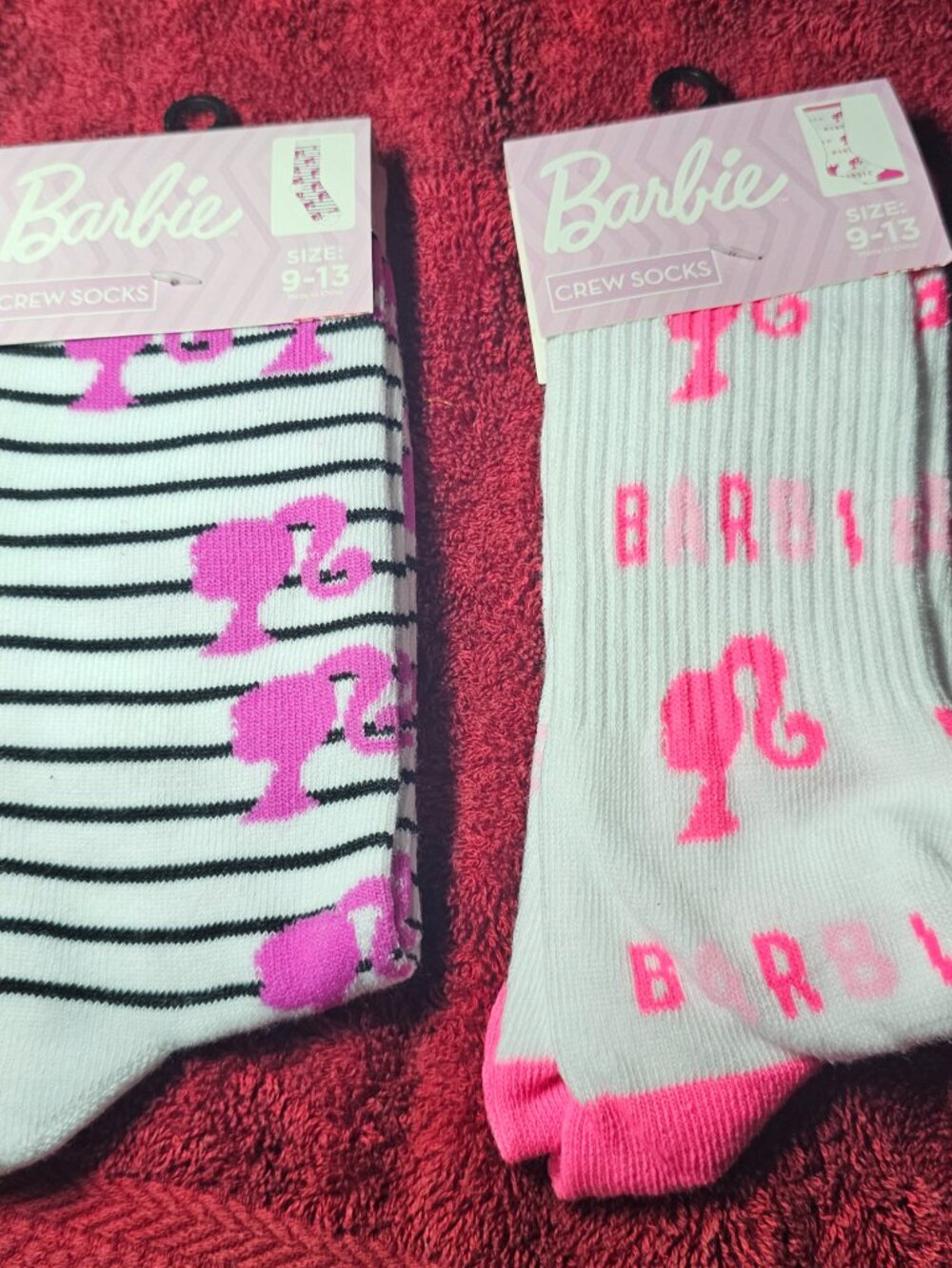 Barbie - 2 Pair of Women's Size 9-13 Crew Socks - New